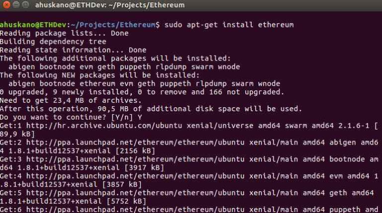 installing ethereum on linux